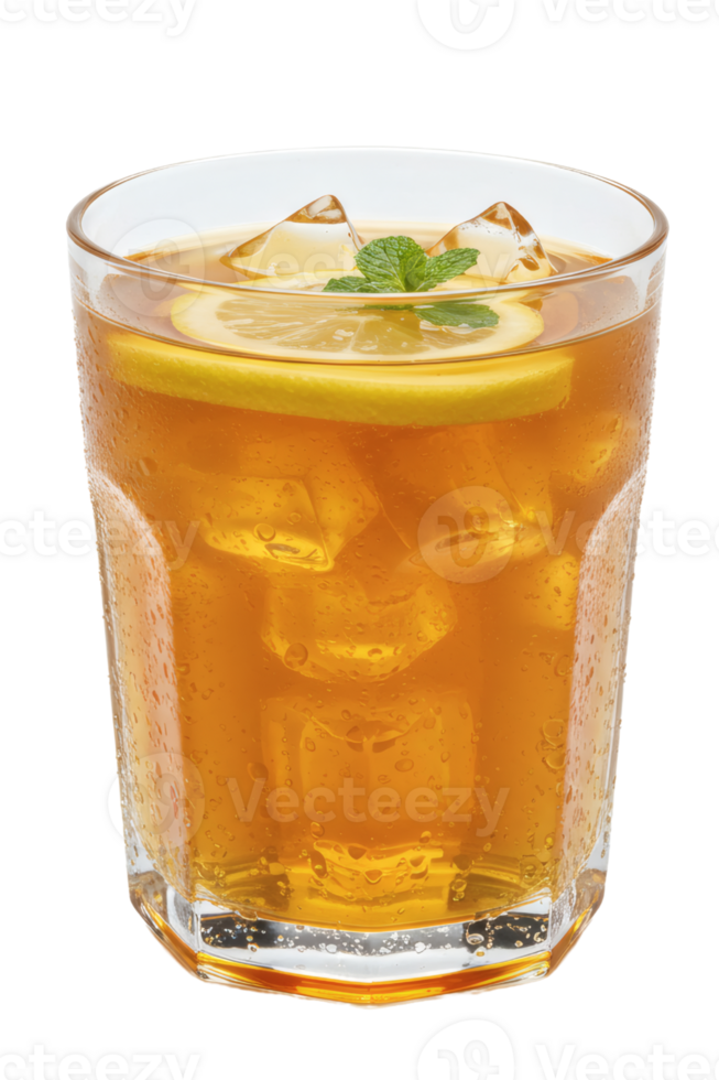 Honey Lemon Tea with Ice, Isolated on Transparent Background png
