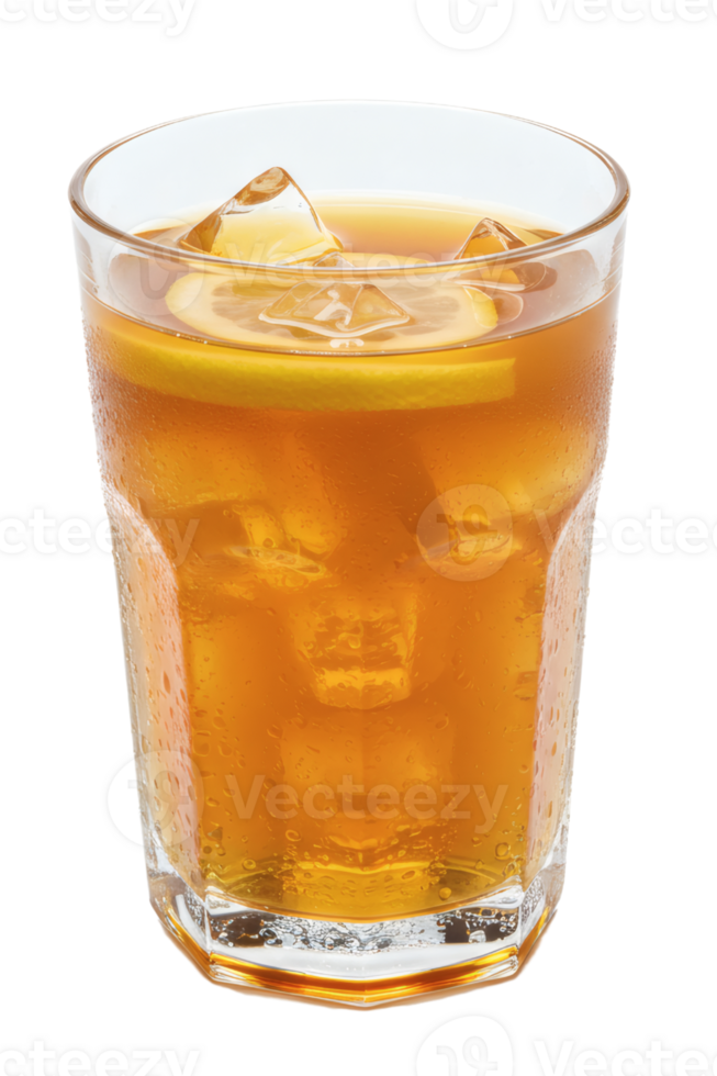 Honey Lemon Tea with Ice, Isolated on Transparent Background, Refreshing Citrus Beverage png
