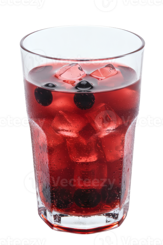 Refreshing Mixed Berry Fizz with Ice Cubes, Transparent background for Beverage Design and Menu Illustration png