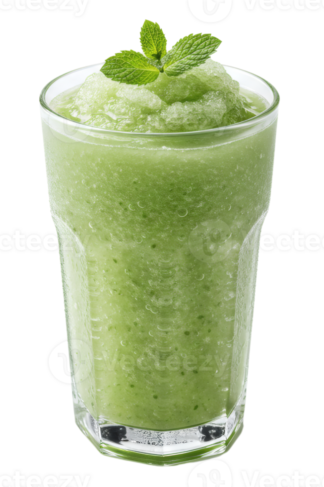 Mint Cucumber Slush in a Glass with Fresh Mint Leaves, Isolated on transparent background, Refreshing Summer Beverage for Healthy Lifestyle png