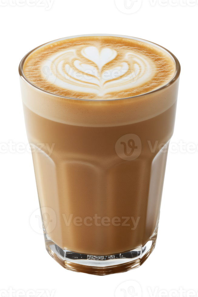 Hot Cappuccino with Latte Art in a Cup, Isolated on White Background, Perfect for Cafe Menu and Coffee Lovers png