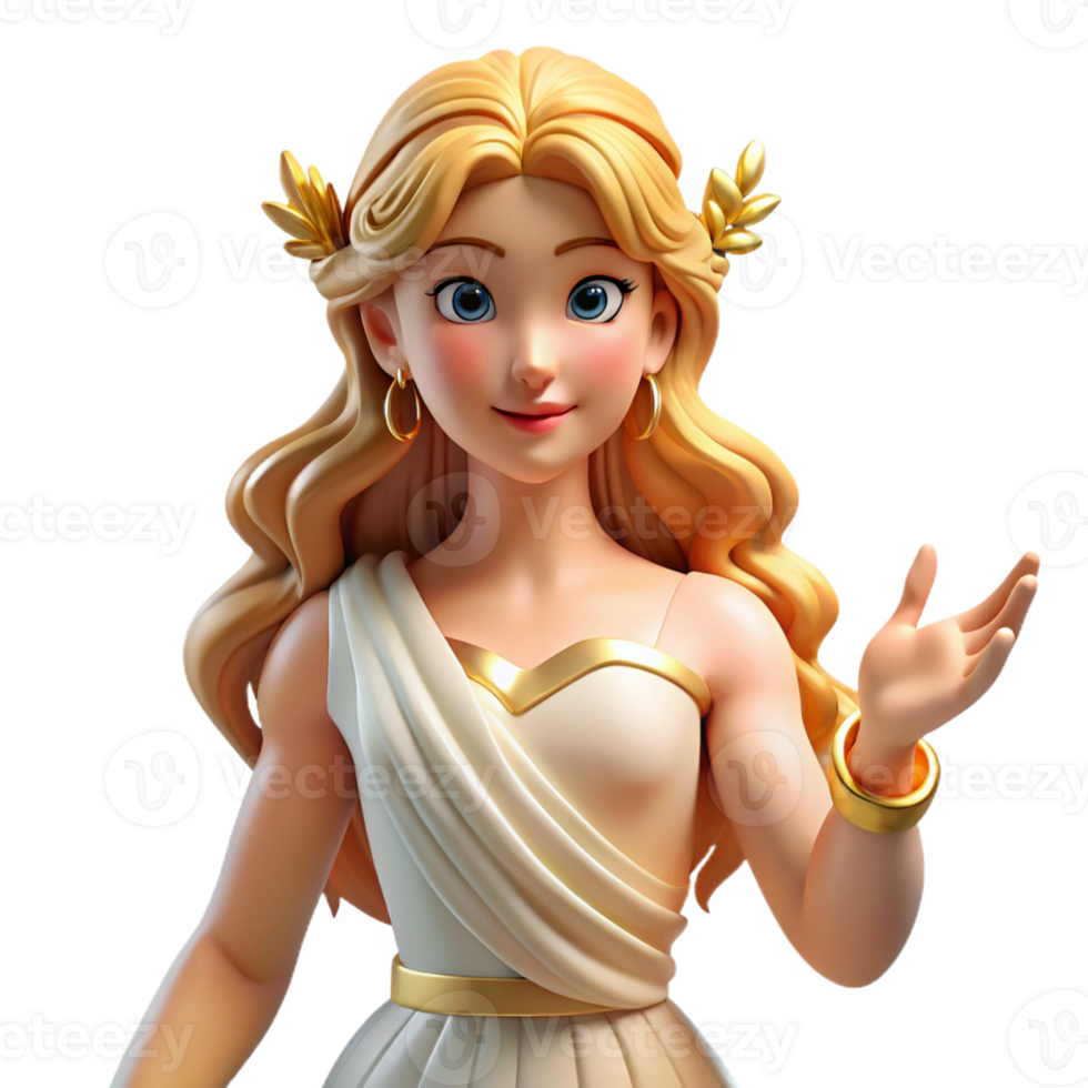 dramatic creative Aphrodite, Goddess of Love and Beauty, flowing hair, elegant pose detailed png