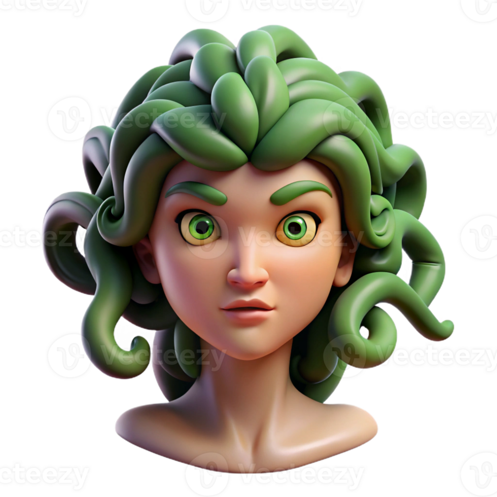 extraordinary artistic Medusa, snake-haired Gorgon, terrifying gaze, detailed scales detailed png