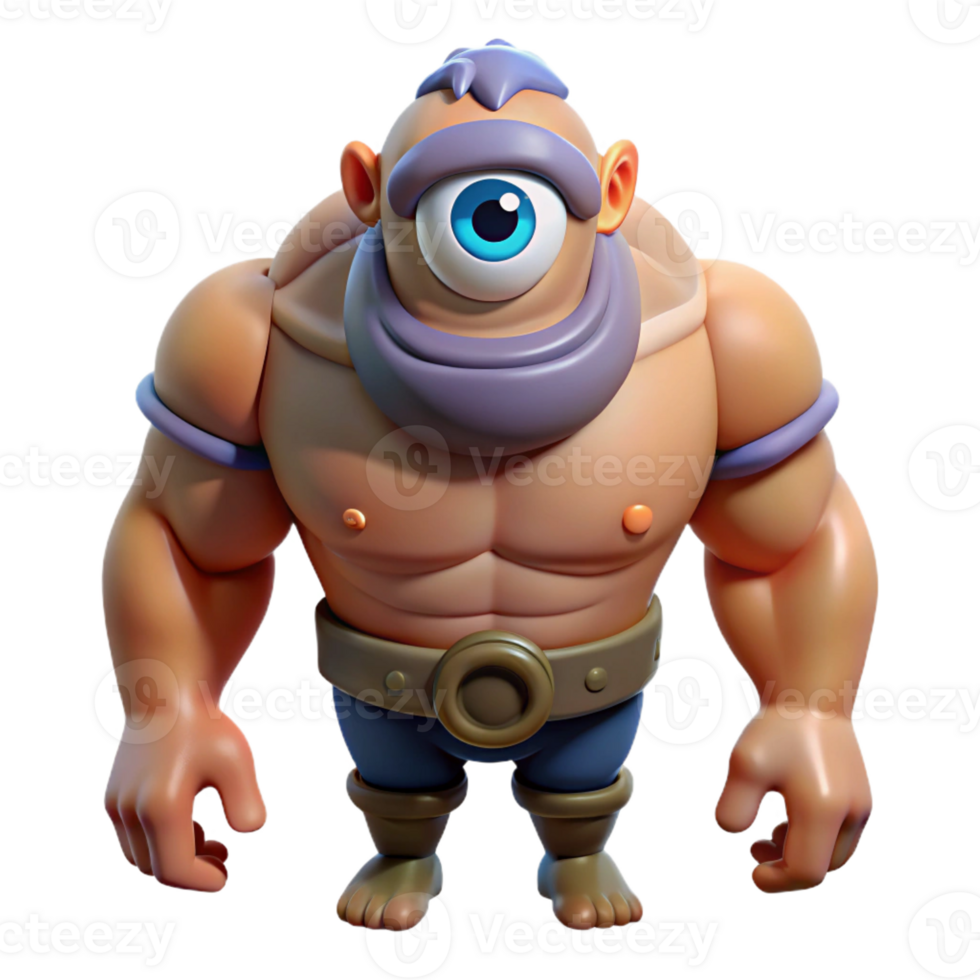 stunning abstract Cyclops, one-eyed giant, rugged appearance, muscular physique high quality png