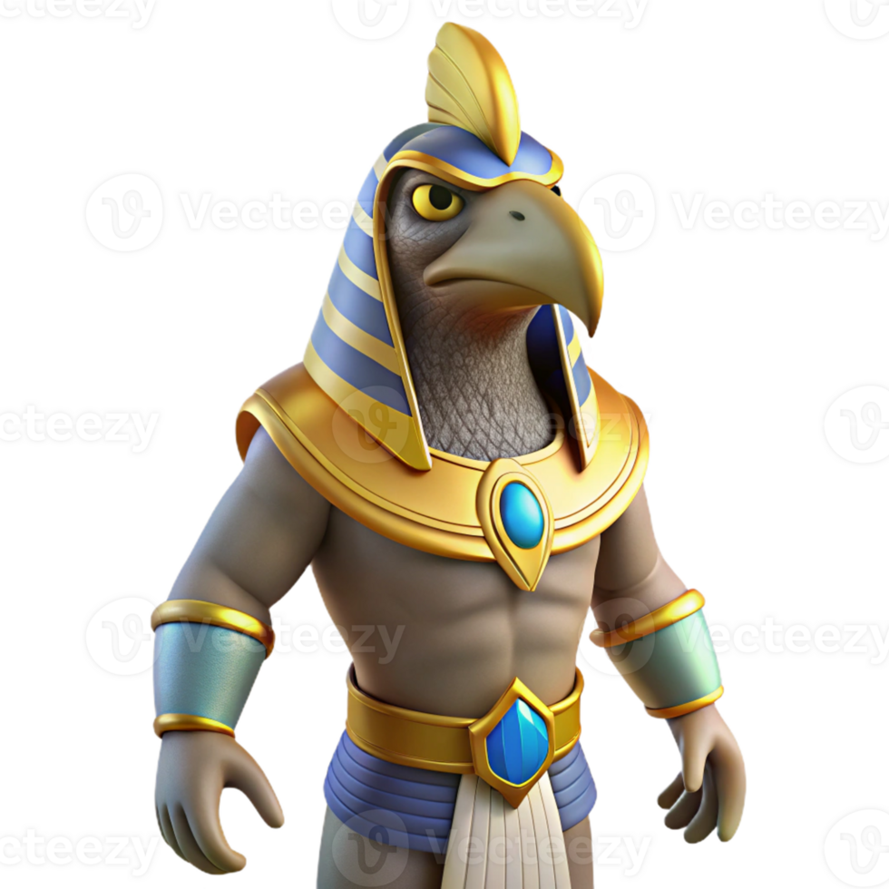 vibrant rustic Horus, falcon-headed god, Egyptian mythology, regal pose professional png