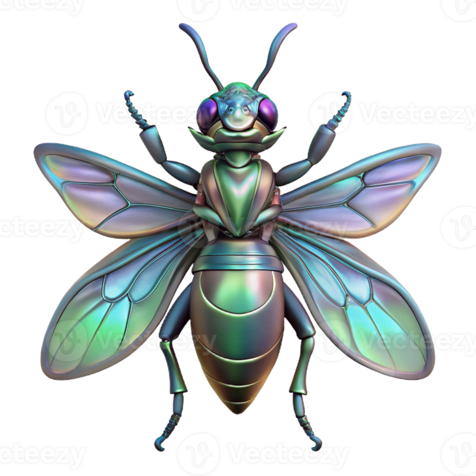 elegant contemporary Alien insect, chitinous armor, iridescent wings detailed png