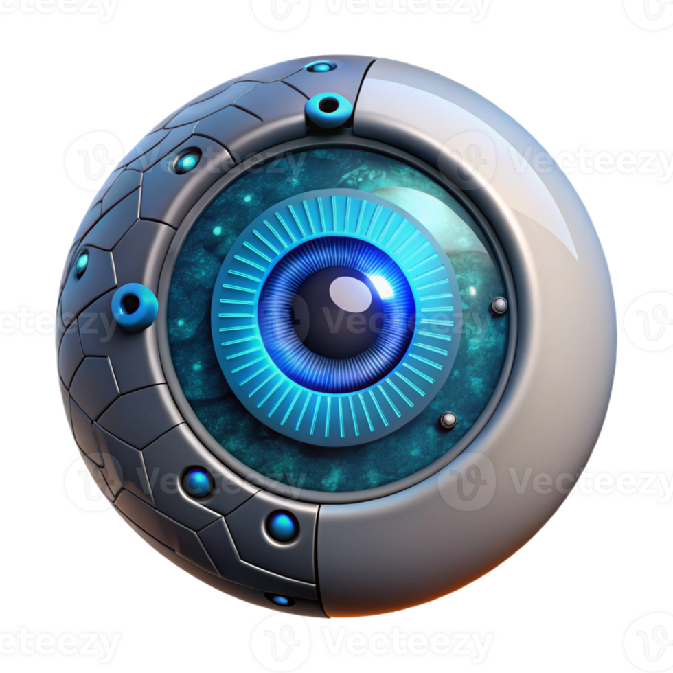 impressive traditional Cybernetic eye, glowing iris, intricate circuitry authentic png