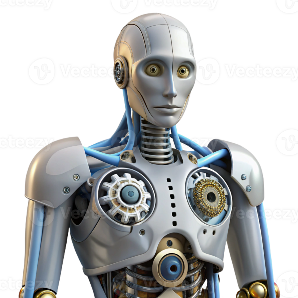 magnificent artistic Robot torso, exposed wires and gears original png