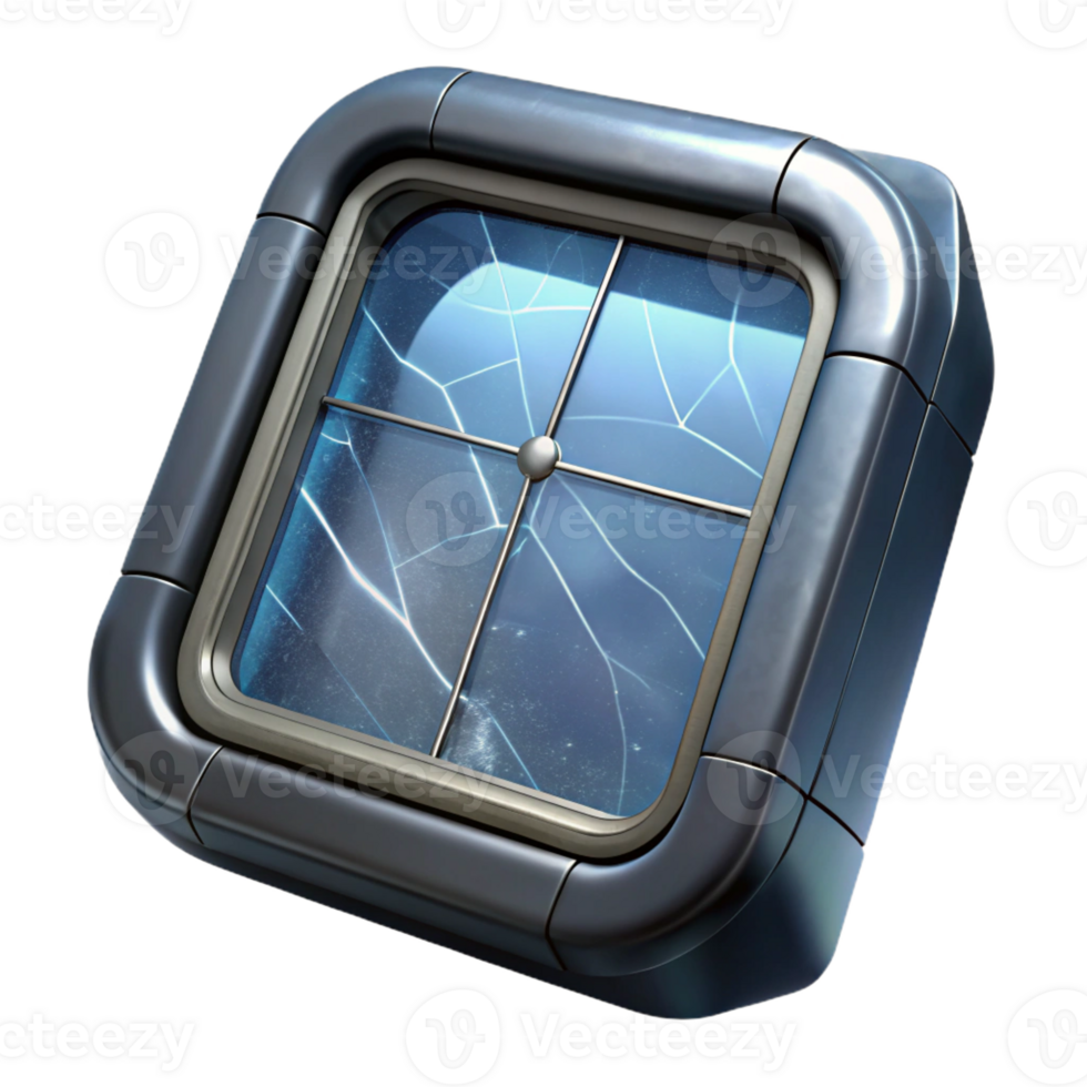 elegant creative Spaceship window, reinforced glass, scratches professional png