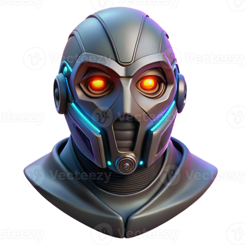 magnificent abstract Cyberpunk mask, covering lower face, glowing details genuine png
