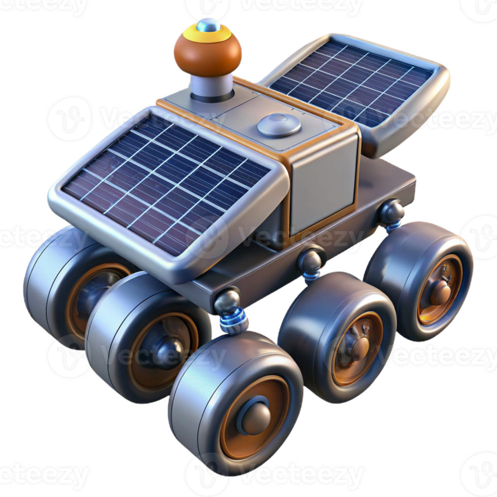 impressive modern Space rover, six wheels, solar panels high quality png