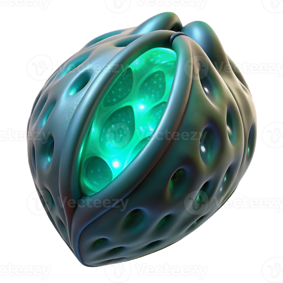 wonderful vintage Alien seed pod, textured surface, bioluminescent glow detailed png