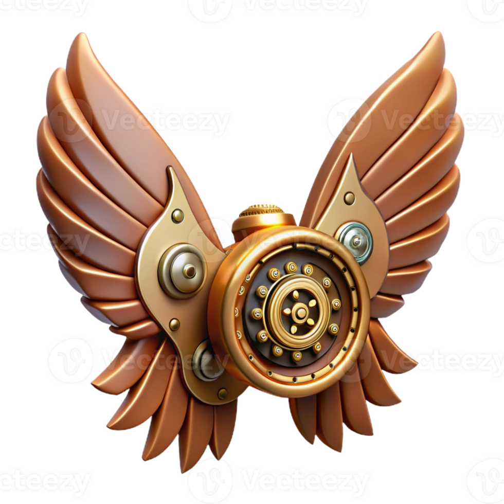 extraordinary contemporary Steampunk wings made of clockwork gears and leather membranes premium png