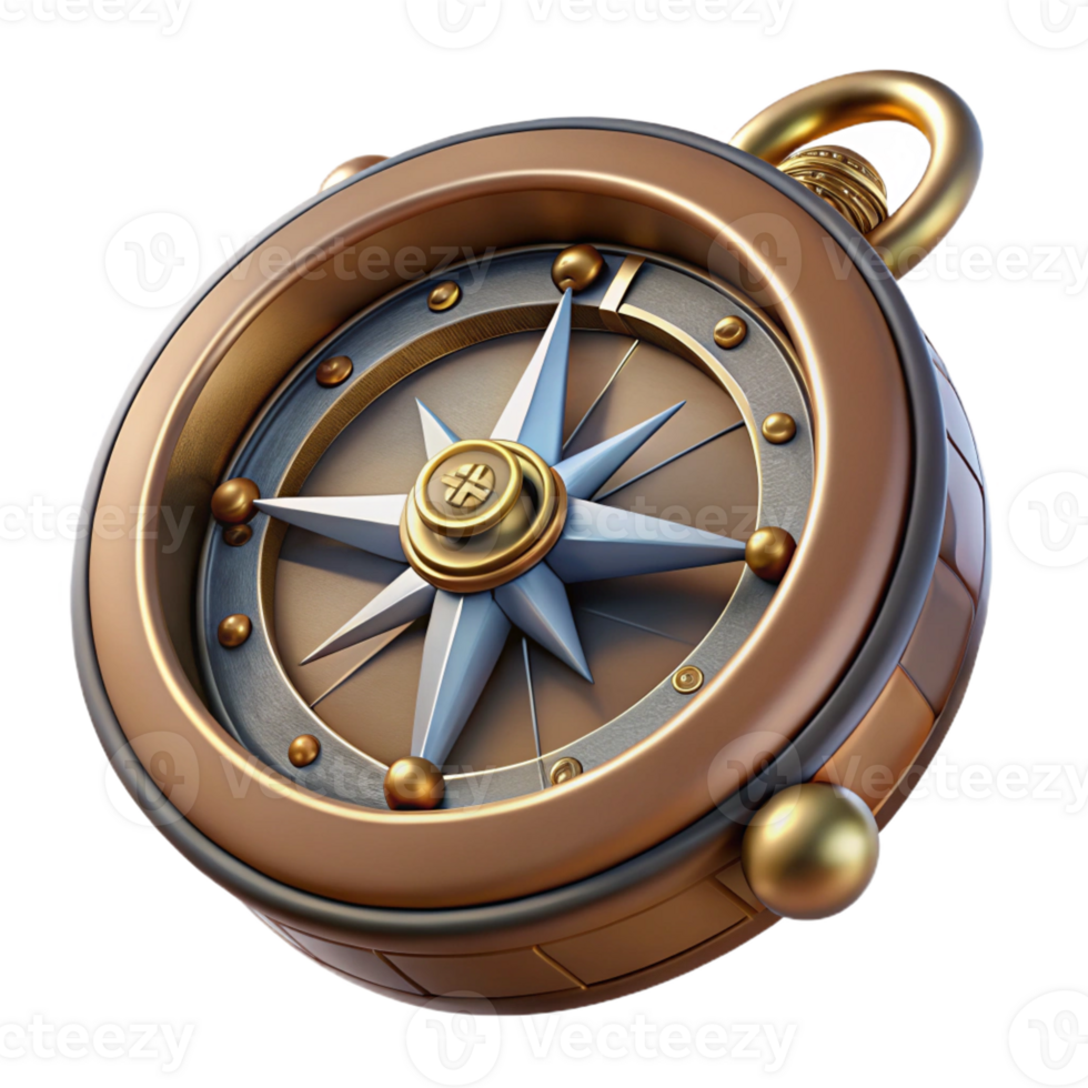 elegant modern Steampunk compass with a rotating needle and intricate markings professional png