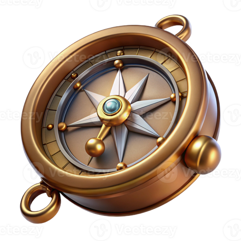 serene creative Steampunk compass with a rotating needle and intricate markings authentic png