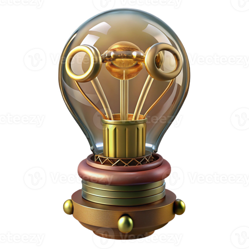 wonderful modern Steampunk lightbulb with intricate filaments and a brass base high resolution png