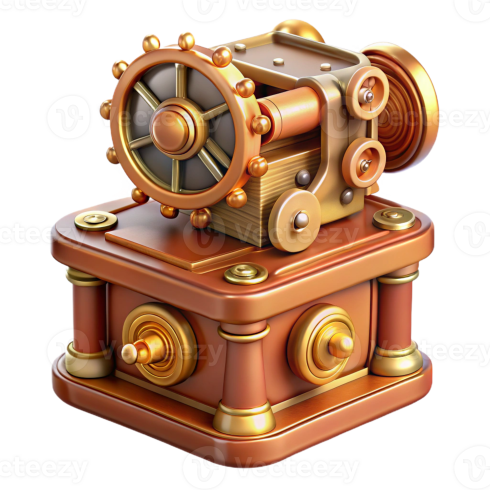 dramatic creative Steampunk music box with intricate gears and a delicate melody genuine png