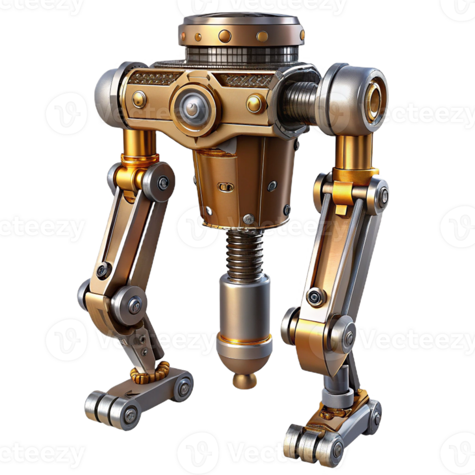 stunning traditional Steampunk robotic leg with articulated joints and hydraulic pistons high quality png