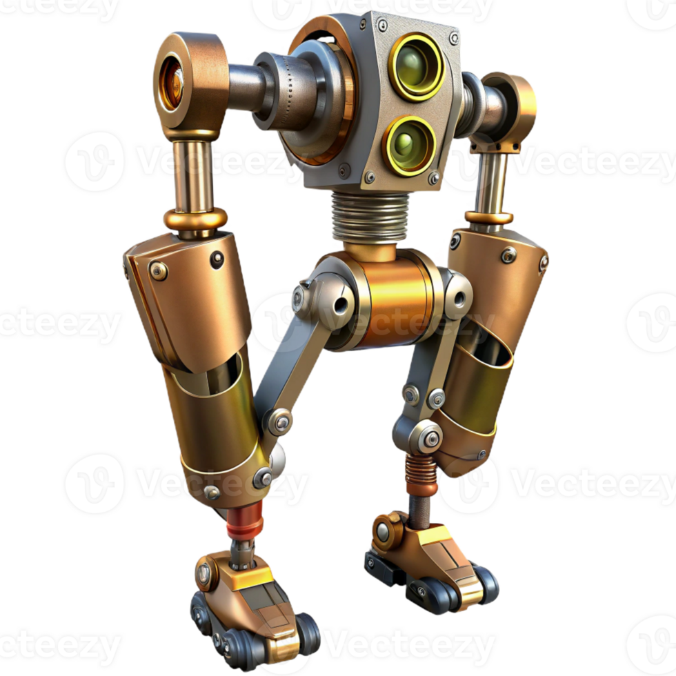 wonderful creative Steampunk robotic leg with articulated joints and hydraulic pistons authentic png