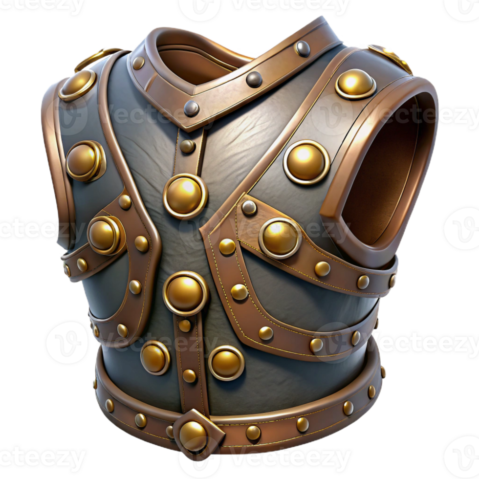 wonderful traditional Steampunk armor breastplate with riveted plates and brass details premium png
