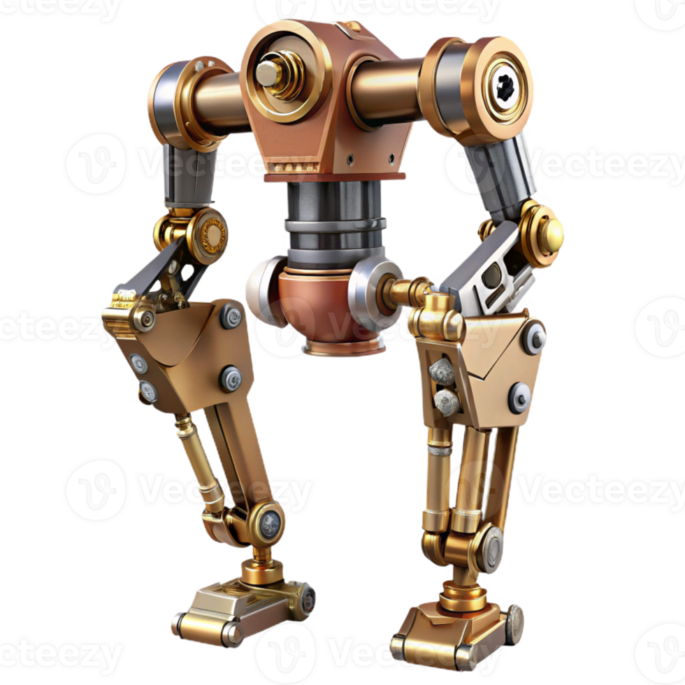 wonderful minimalist Steampunk robotic leg with articulated joints and hydraulic pistons detailed png