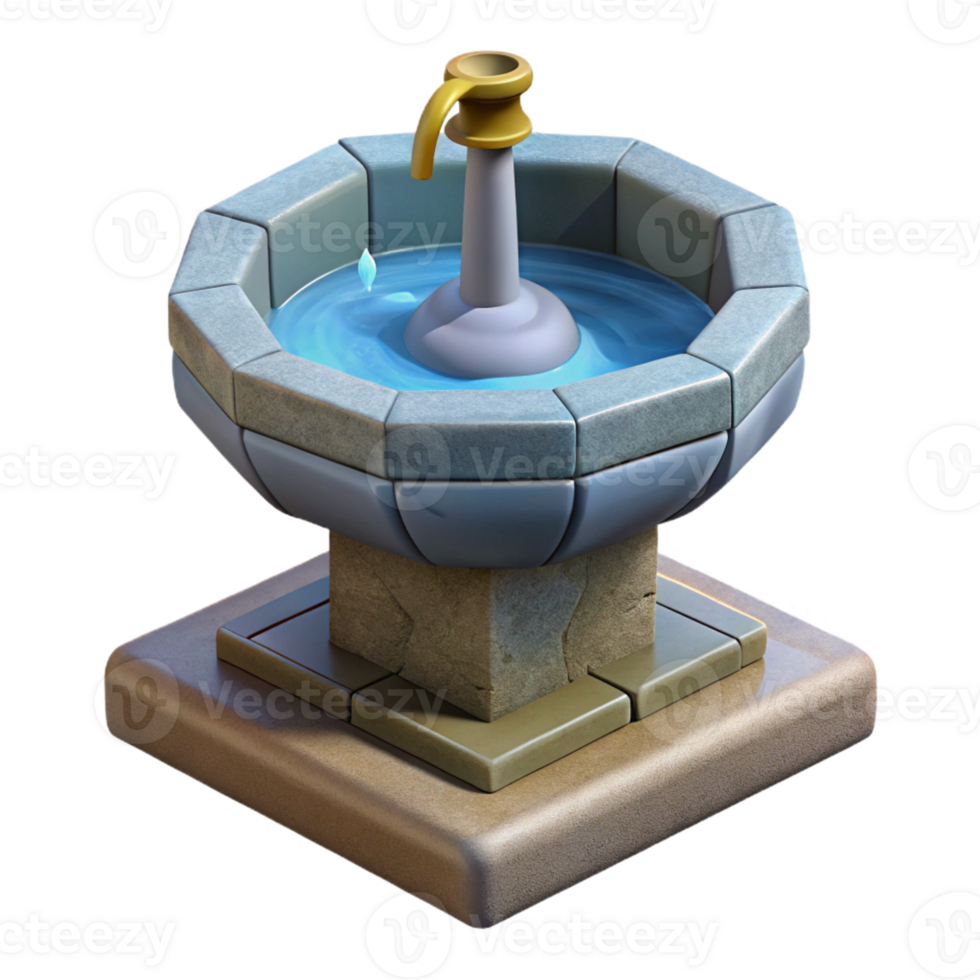 elegant minimalist Stone fountain spout, detailed png