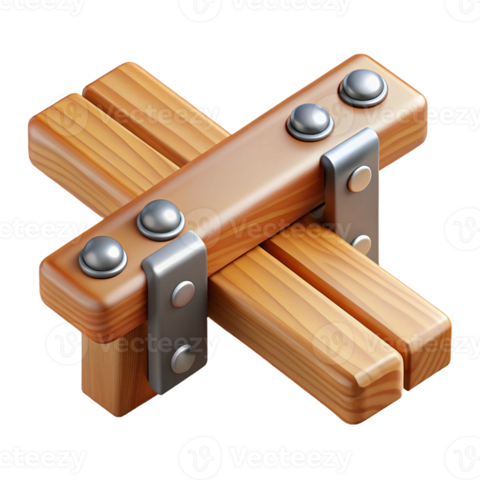 elegant minimalist Wooden beam with metal brackets, premium png