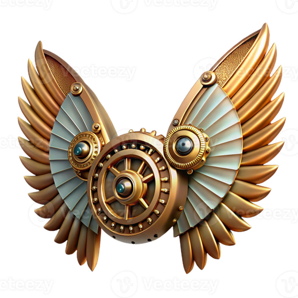 dramatic abstract Steampunk wings made of intricately crafted clockwork and feathers original png