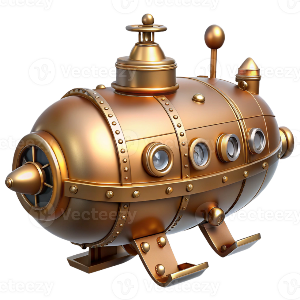 wonderful creative Steampunk submarine in miniature form with intricate details professional png