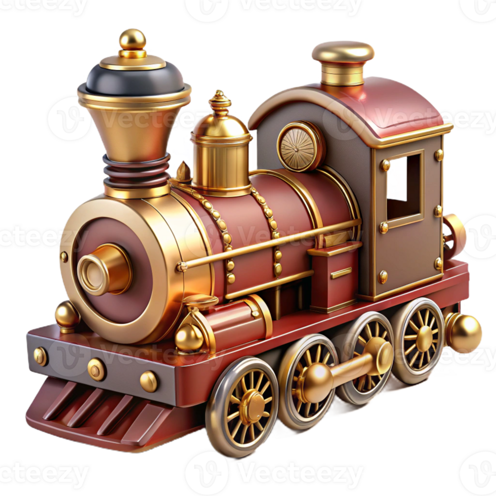 elegant traditional Steampunk train in miniature form with intricate details authentic png