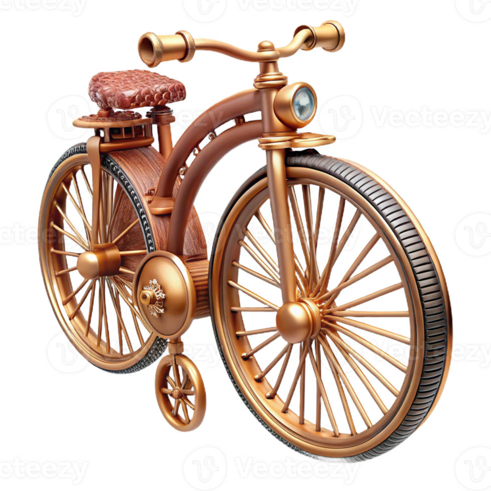 stunning minimalist Steampunk bicycle in miniature form with intricate details original png