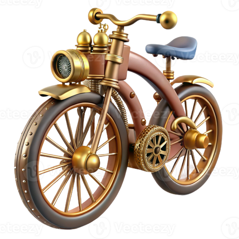 elegant creative Steampunk bicycle in miniature form with intricate details professional png
