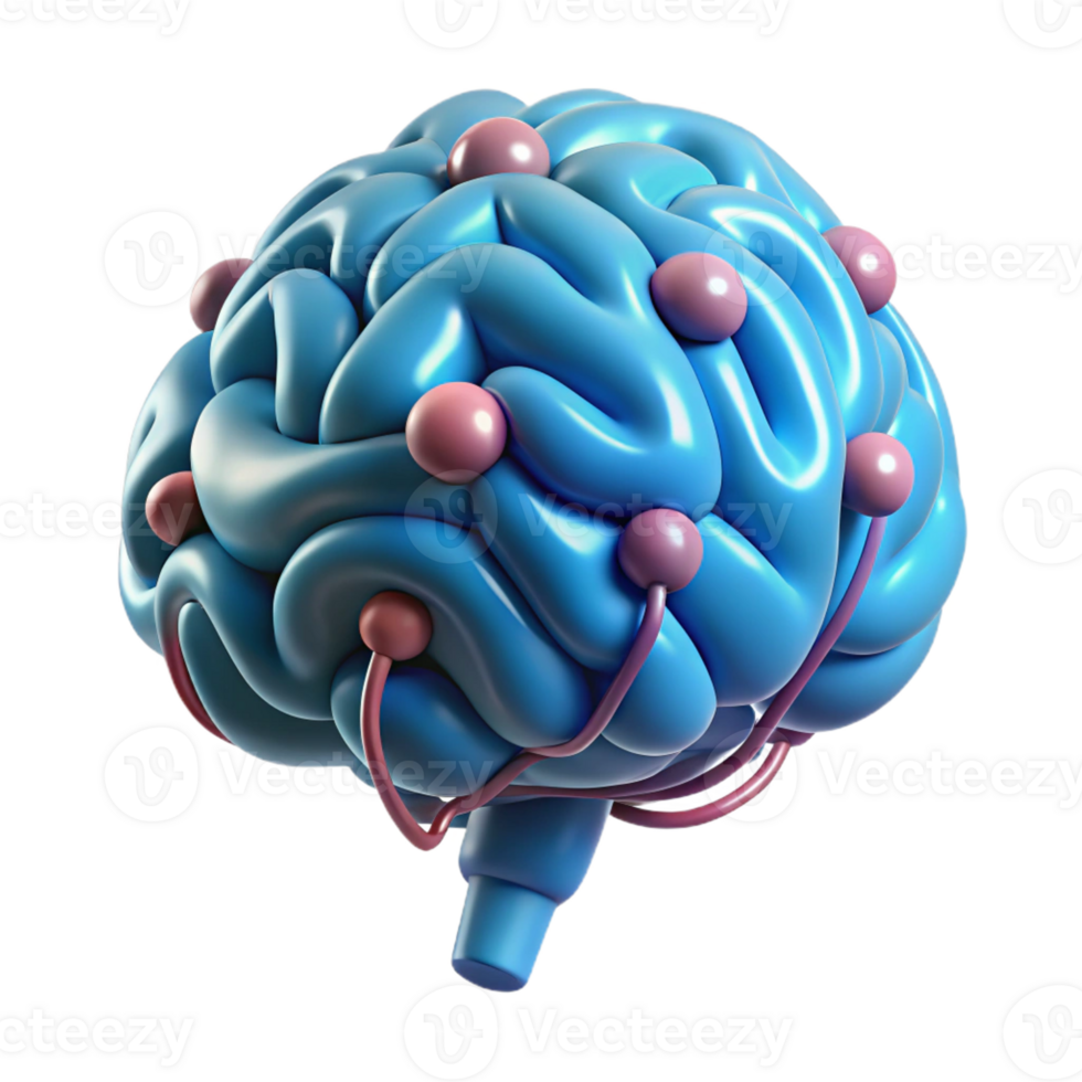 serene minimalist A single, stylized brain with intricate neural pathways original png