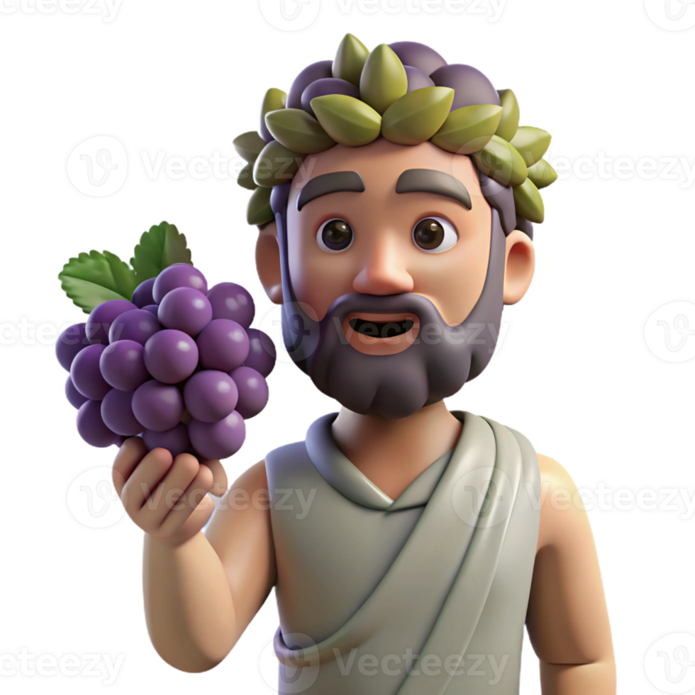 dramatic abstract Dionysus, God of Wine, holding grapes, premium png