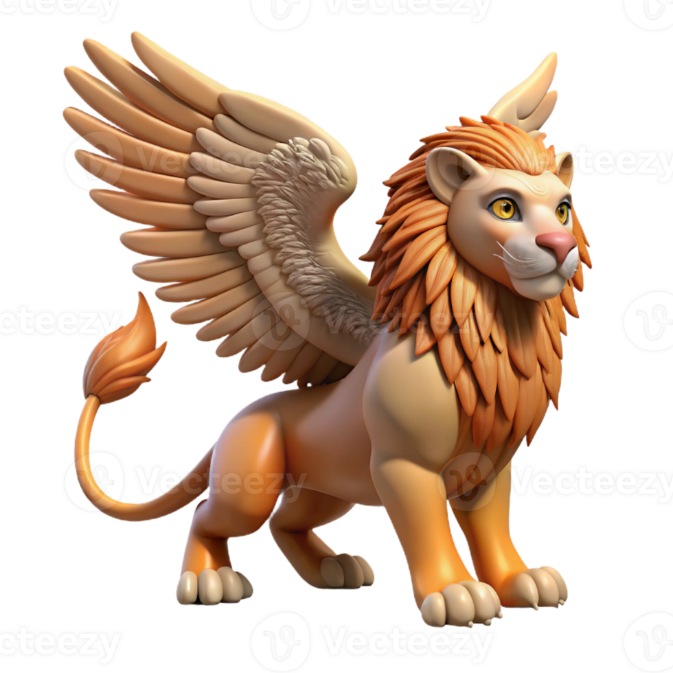beautiful creative Griffin, eagle-lion hybrid, powerful wings, 4K png