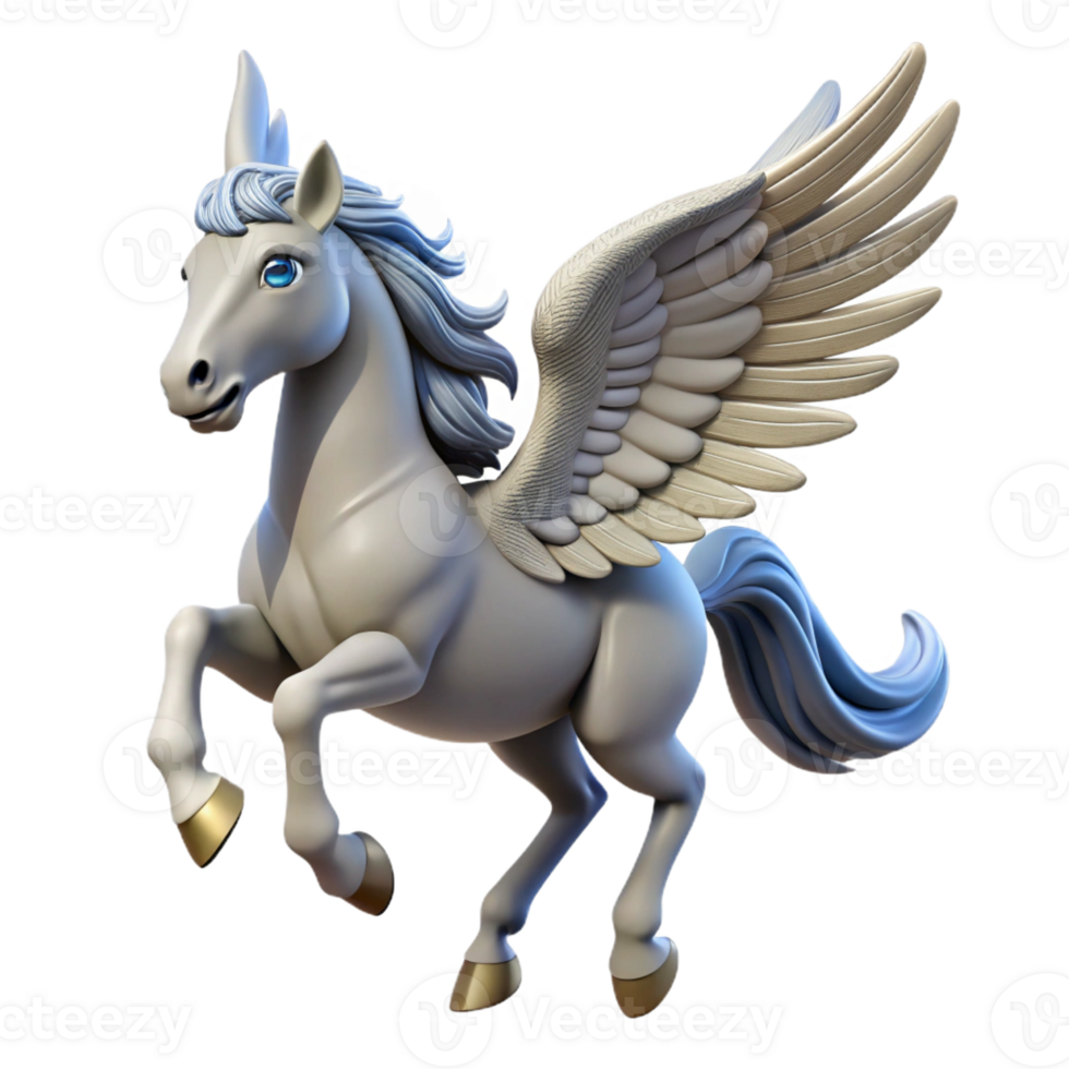 extraordinary artistic Pegasus, winged horse, soaring pose, original png
