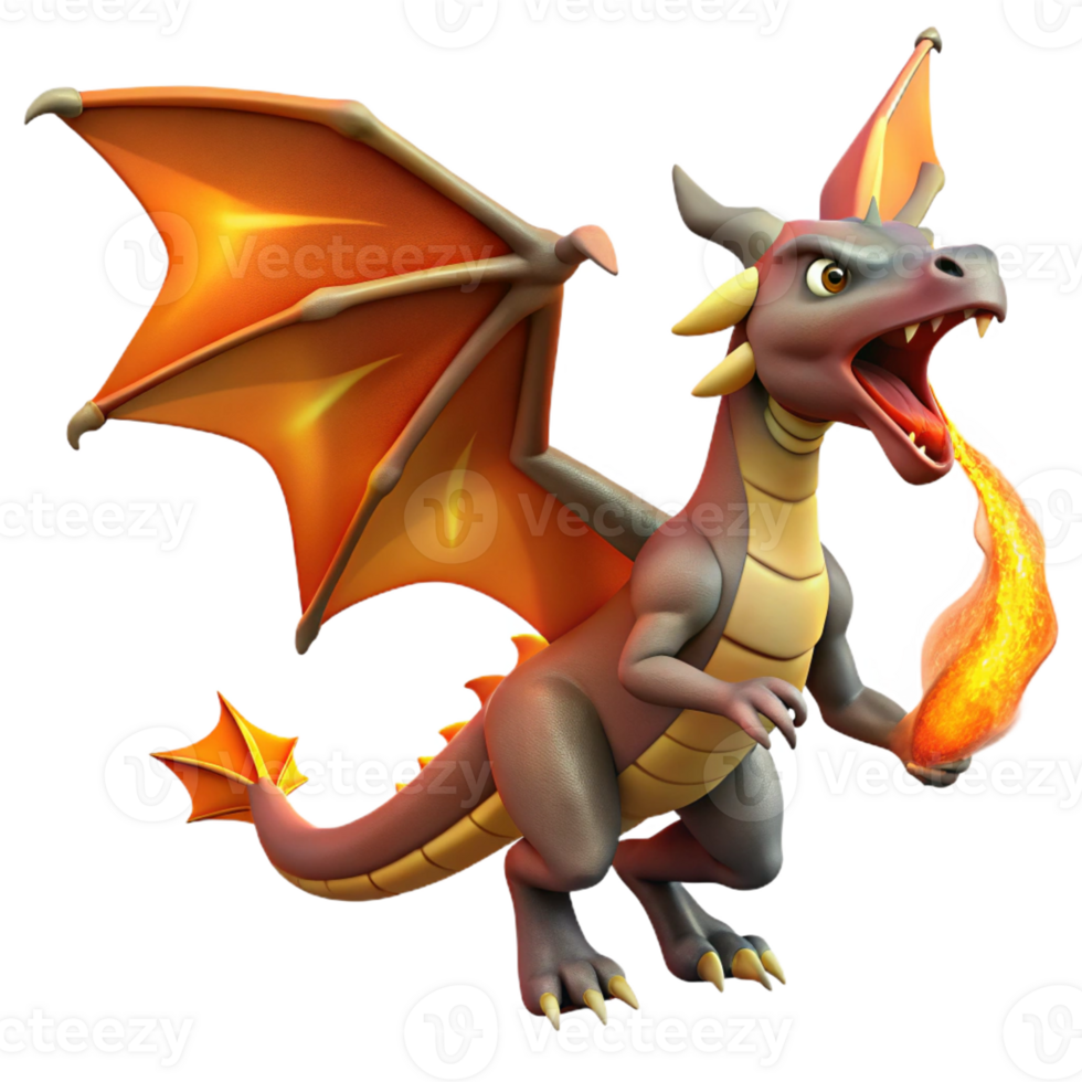 wonderful minimalist Dragon, fire-breathing mythical creature authentic png