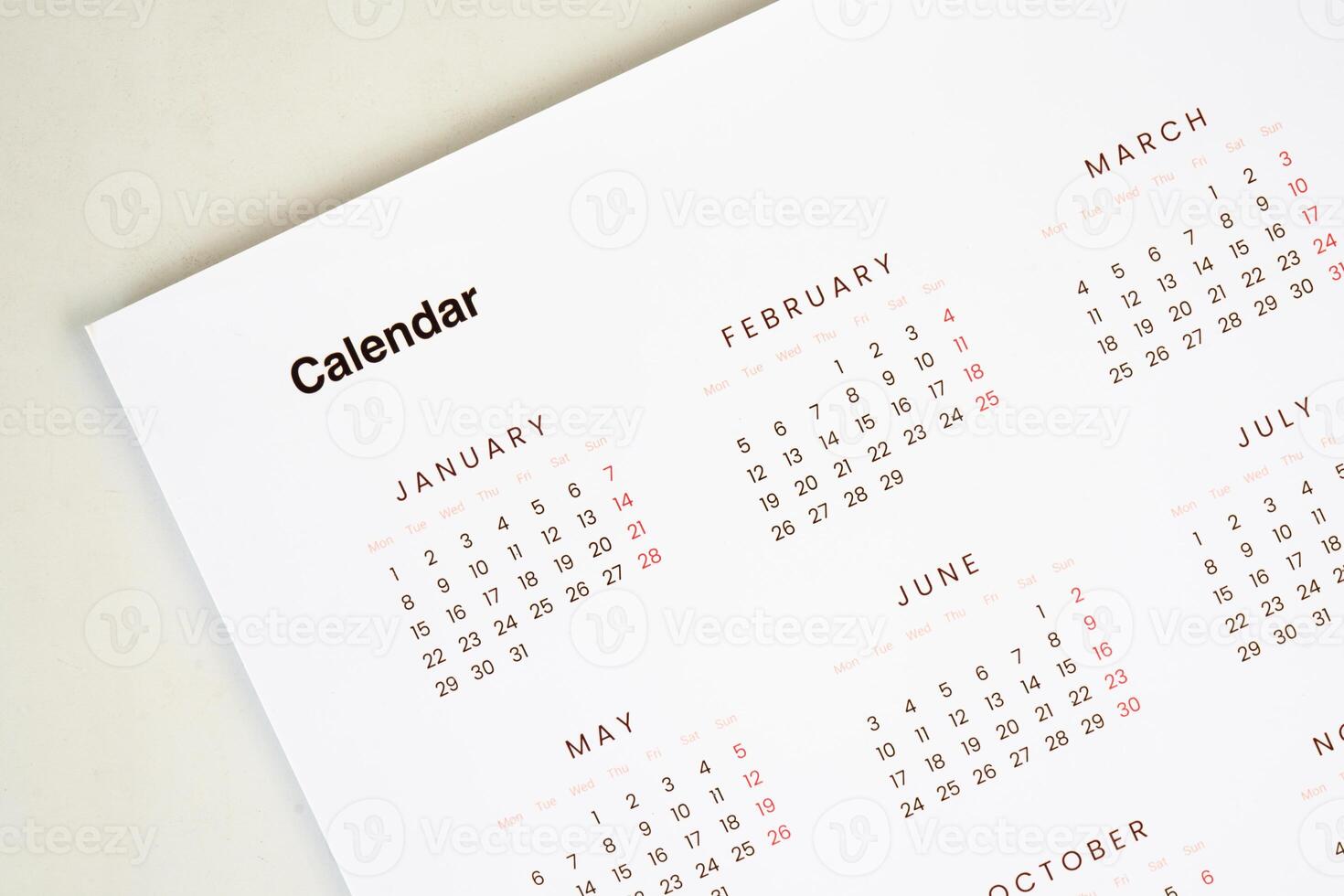 calendar sheet on table photo