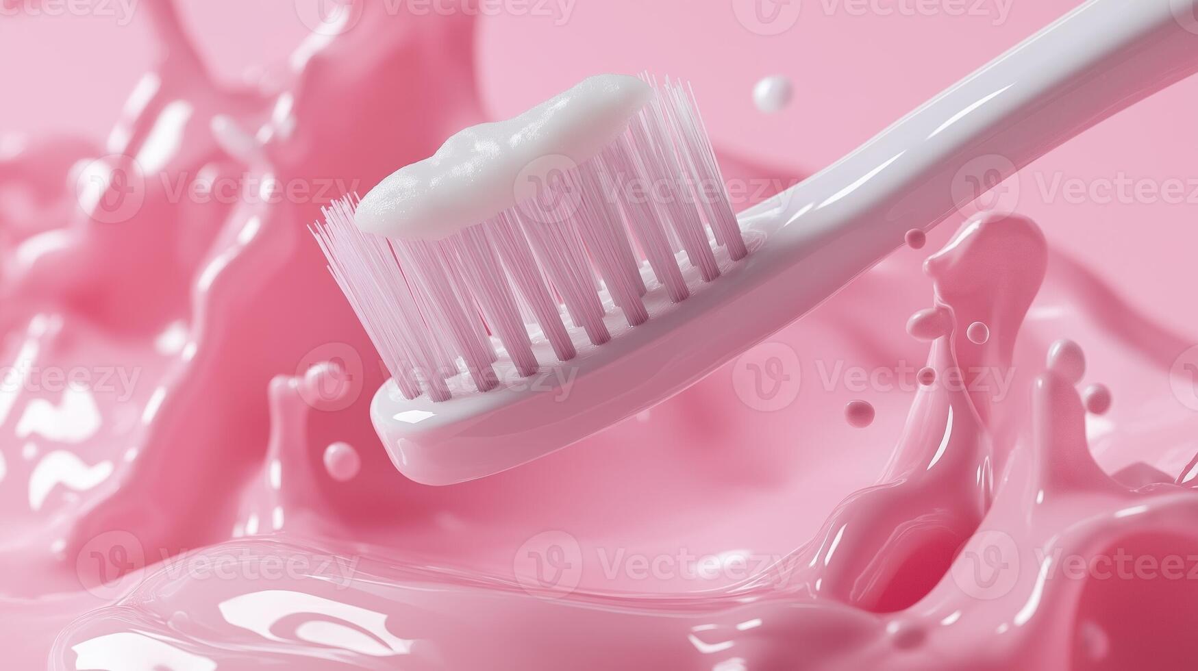Toothbrush with toothpaste on pink background photo