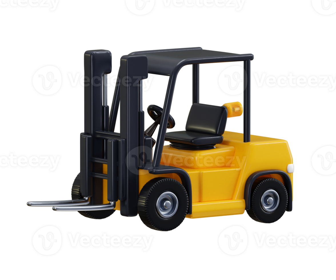 Forklift icon 3d render concept of cargo container forklift, freight forklift, container delivery truck, transport container truck illustration png
