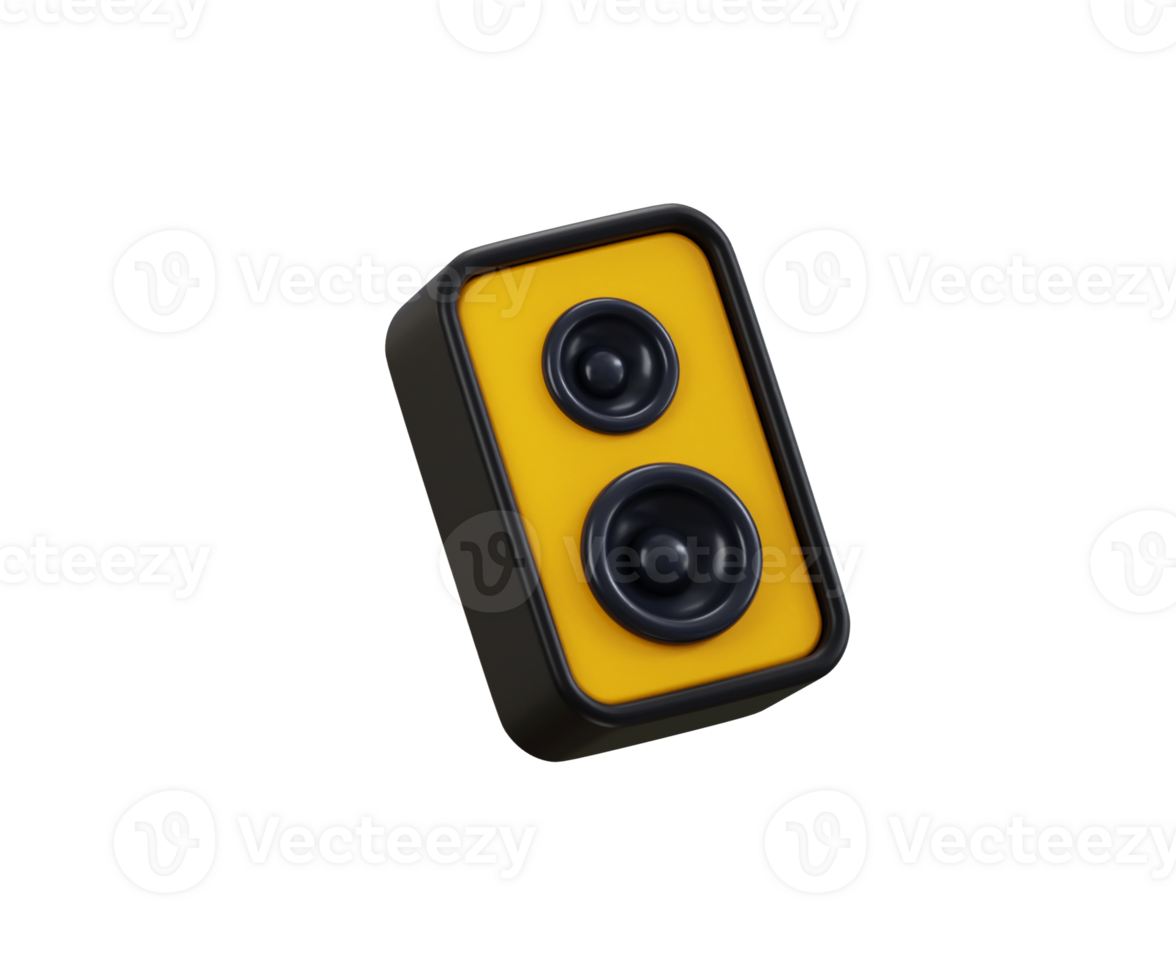 Sound box icon 3d render concept of sound system, radio volume, audio speaker, voice record entertainment illustration png
