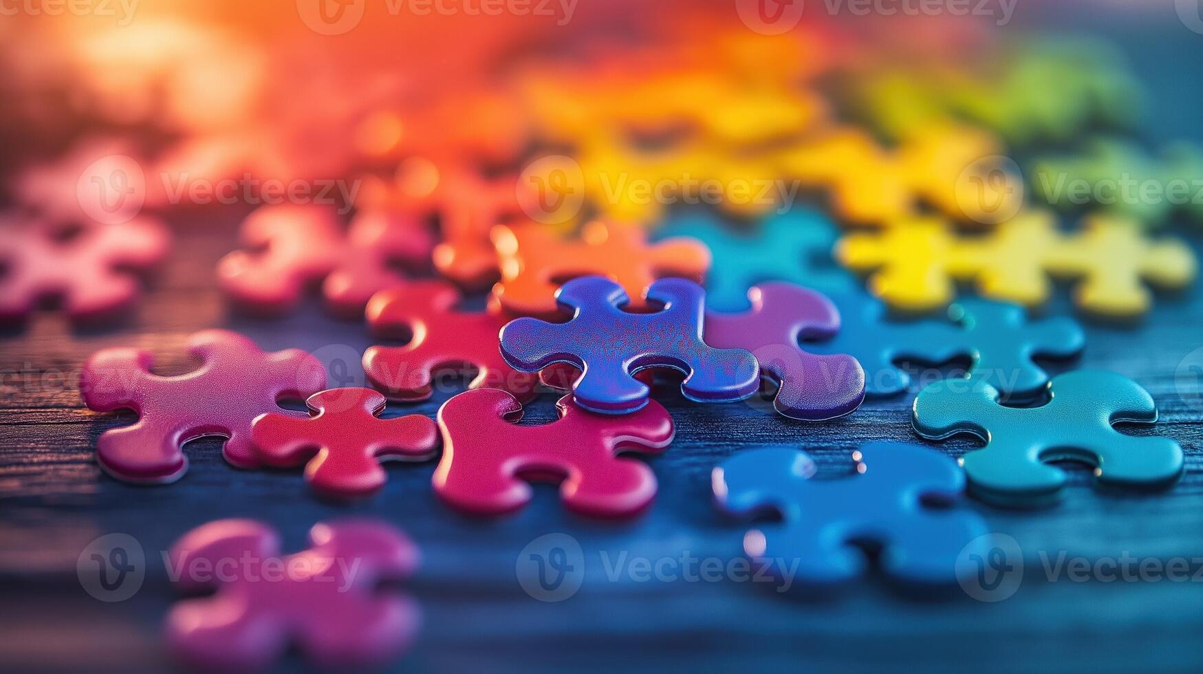 Close-Up of Colorful Puzzle Pieces photo