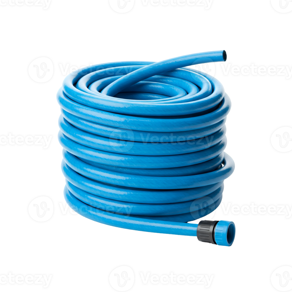 blue hose with black hose connector isolated on transparent background png