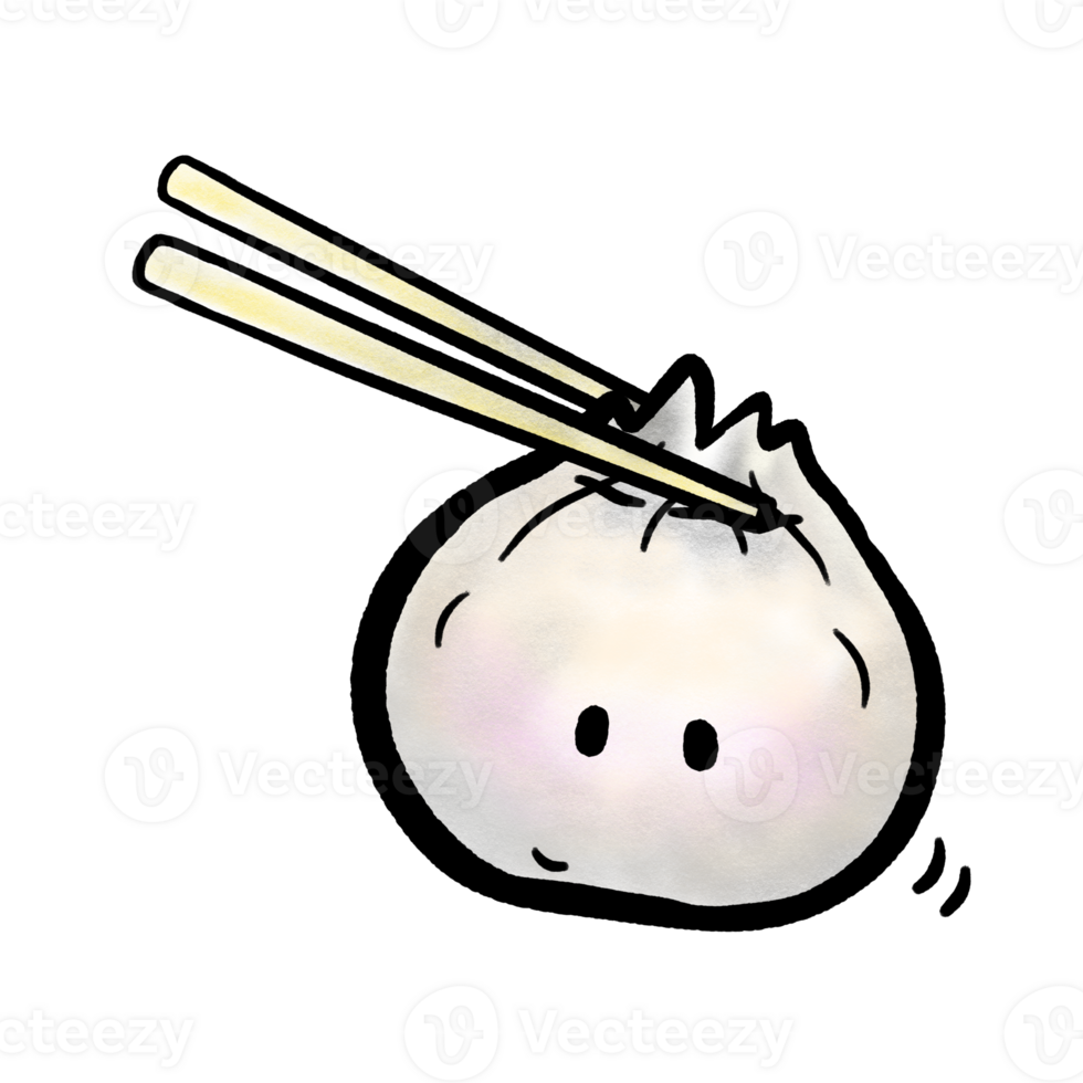 Chopsticks holding little Xiaolongbao cartoon illustration, cute Xiaolongbao character png
