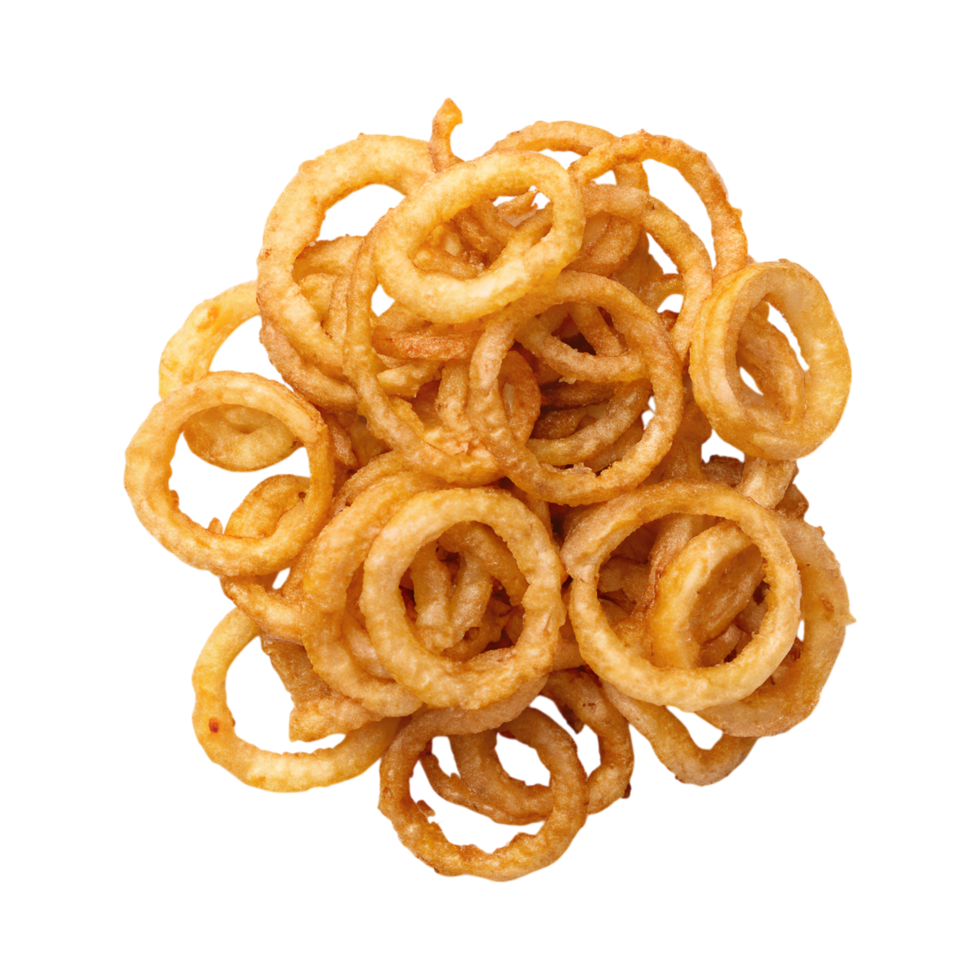 Crispy fried onions piled high, perfect for adding flavor and crunch to dishes png
