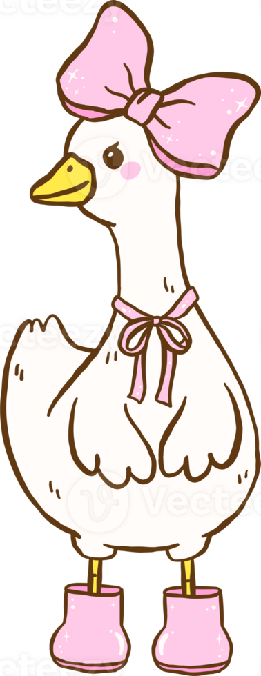 Cute Silly Goose Coquette Cartoon Hand Drawn png