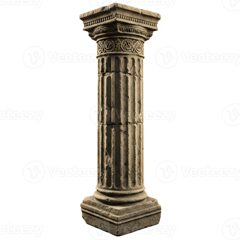 ancient greek column pillar isolated on transparent background png