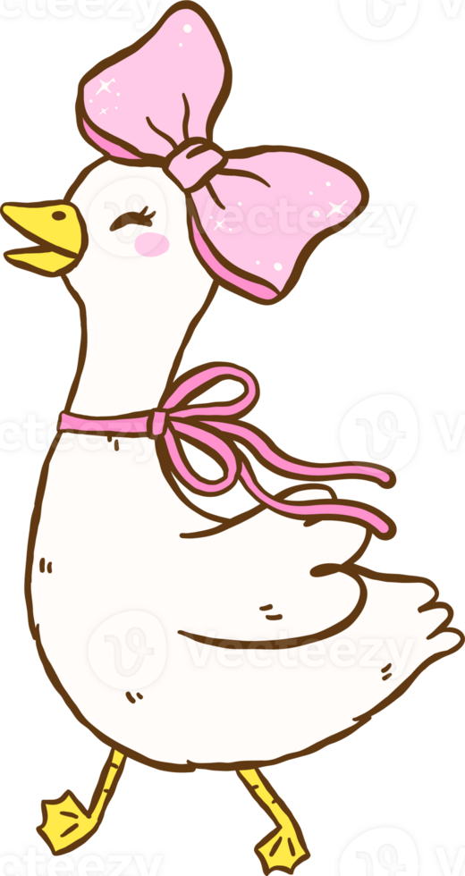 Cute Silly Goose Cottagecore Cartoon Hand Drawn png