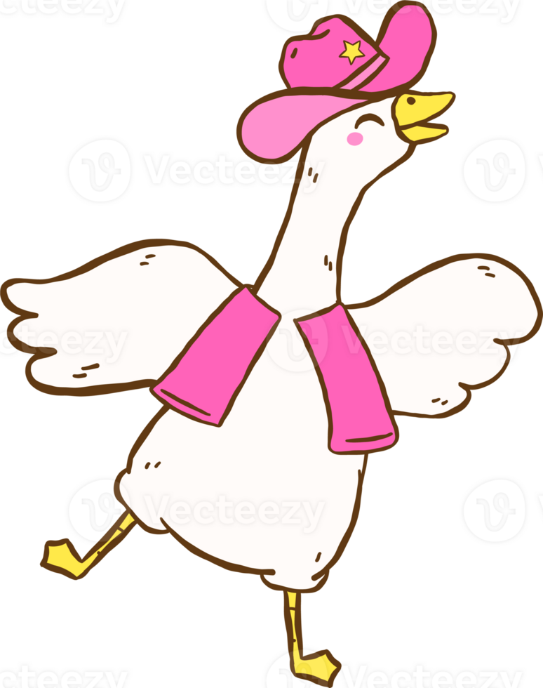 Silly Goose Cowboy Dancing drawn doodle png