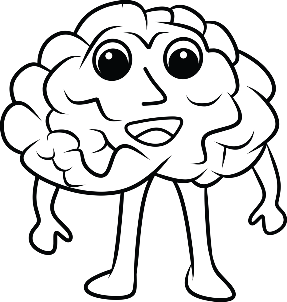 Illustration of Animated Brain Character With Arms and Legs Smiling Cheerfully png